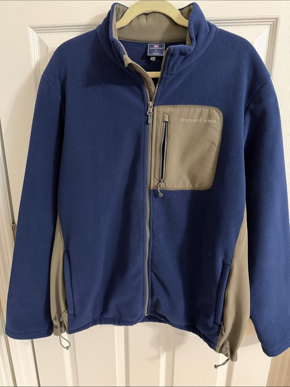 Vineyard Vines Navy Fleece Jacket with Khaki Accents